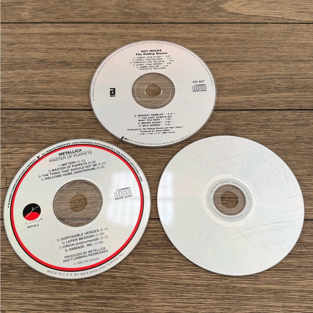 Metallica, The Rolling Stones and guns and roses CD collection